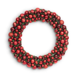 90cm Christmas Red Bauble Wreath - Hire