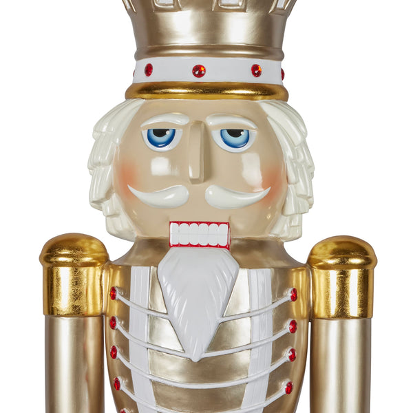 Giant 198cm gold and white nutcracker for hire in Melbourne