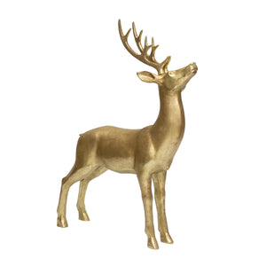 A large standing gold reindeer will bring Christmas cheer to your home or office