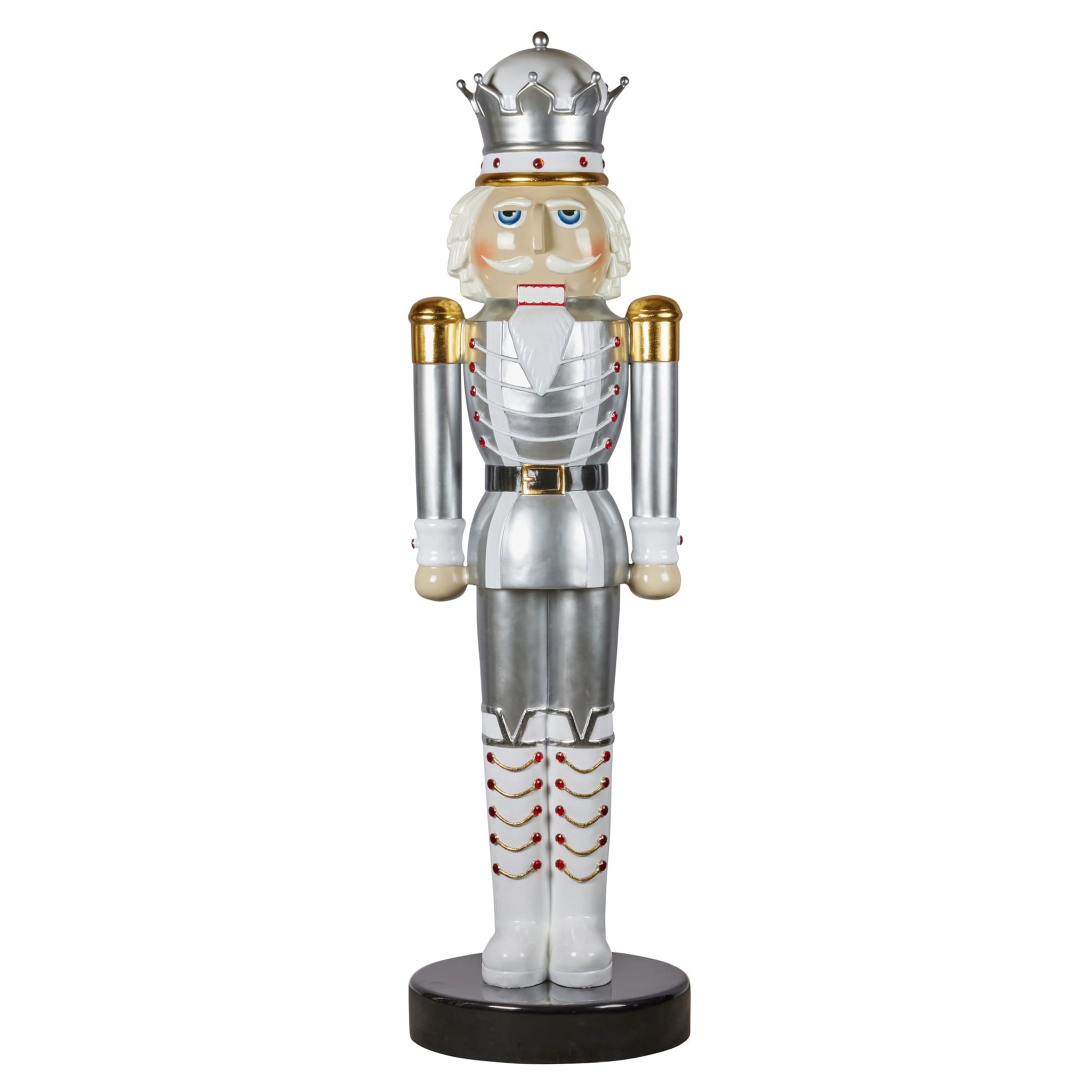 Giant 198cm silver nutcracker for hire in Melbourne