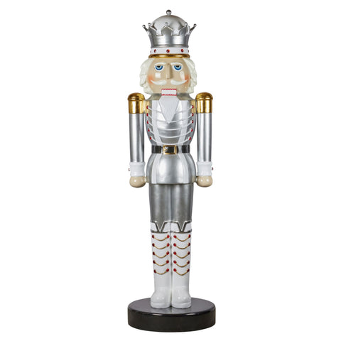 Giant 198cm silver nutcracker for hire in Melbourne