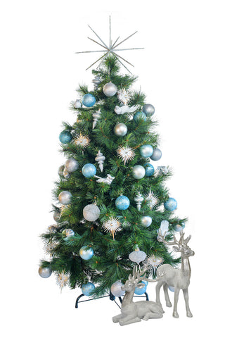 Hire a tabletop Winter Wonderland Christmas tree for tabletops, receptions desks. Coordinates beautifully with professionally decorated Christmas trees.