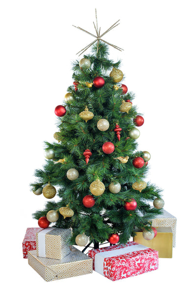 Hire a tabletop Traditional decorated Christmas tree for tabletops, receptions desks. Coordinates beautifully with professionally decorated Christmas trees.